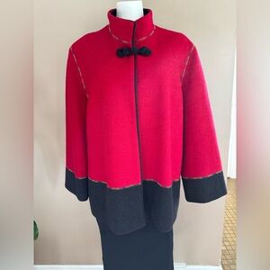 Red and Black Wool Coat